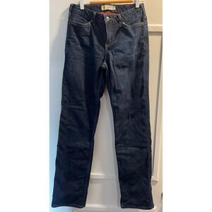Carhartt Flannel Lined Jeans Womens 4 Reg Dark Wash Straight Leg Plaid 28x31x9